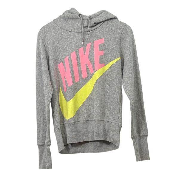 Nike Heather Gray Hoodie Women’s Medium Pullover Sweatshirt Logo Flaws - Picture 1 of 8